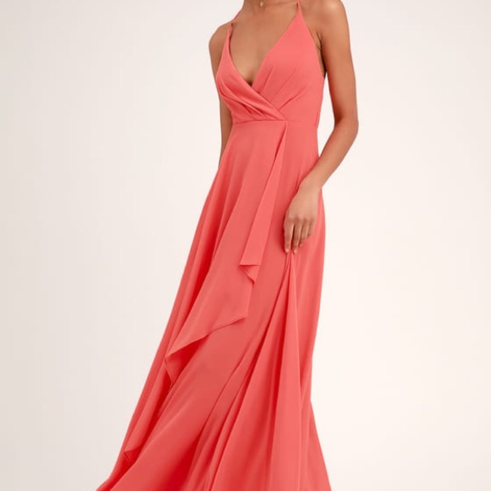 Lulus Coral Pink Backless Maxi Dress
